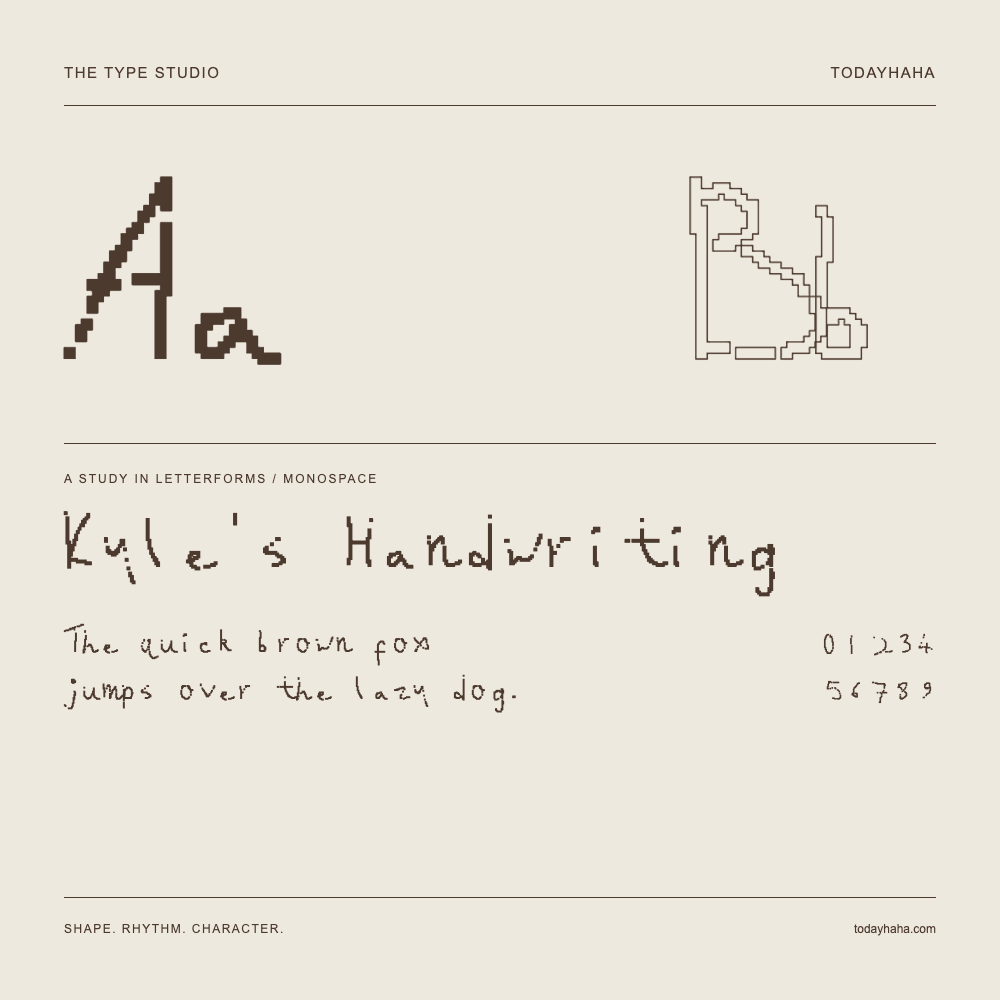 Kyle's Handwriting — Studio delle lettere con frase e numeri