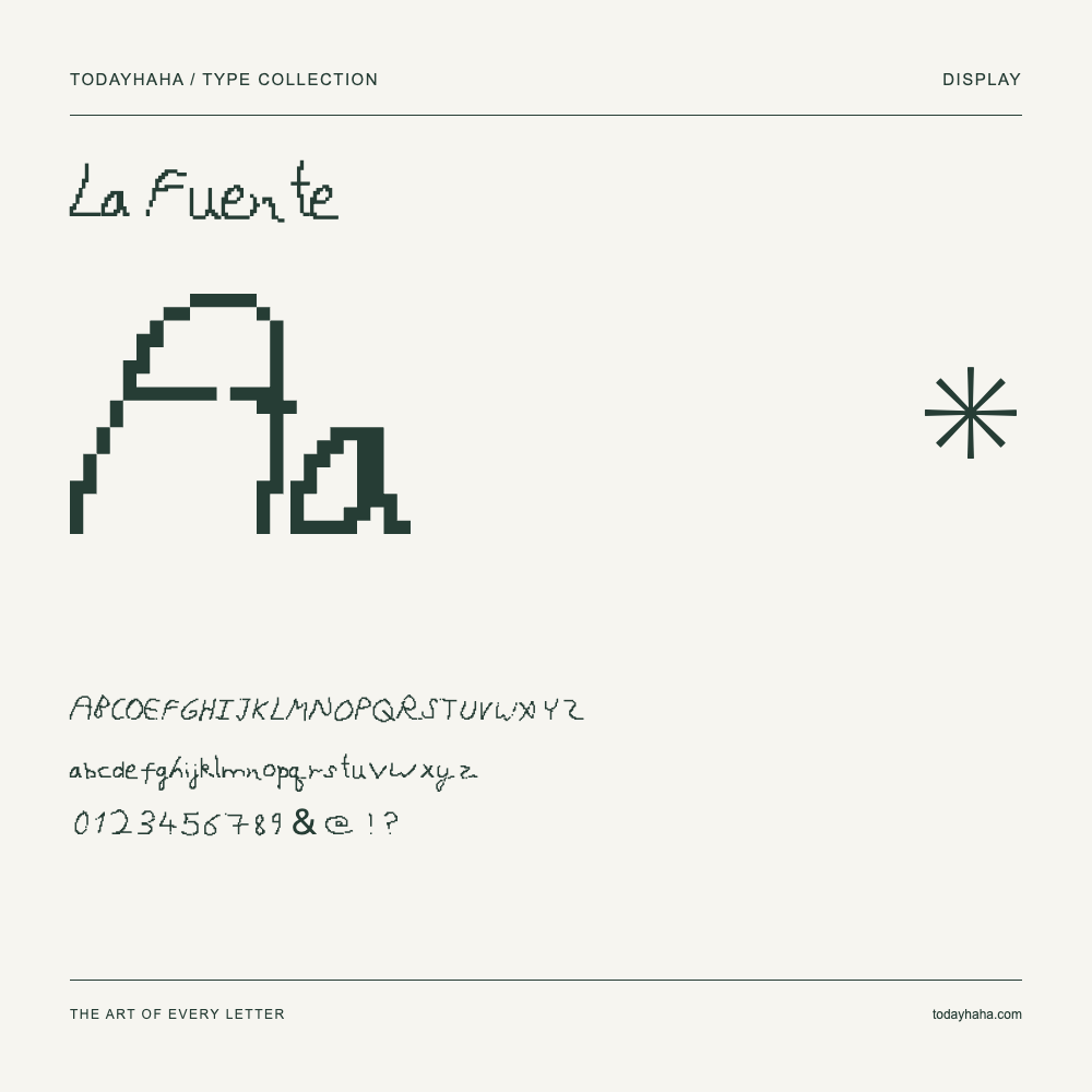 La Fuente — Muestra de mayúsculas, minúsculas y números
