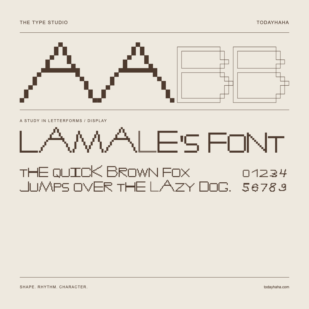 Lamale's Font — Buchstabenstudie mit Beispielsatz und Ziffern