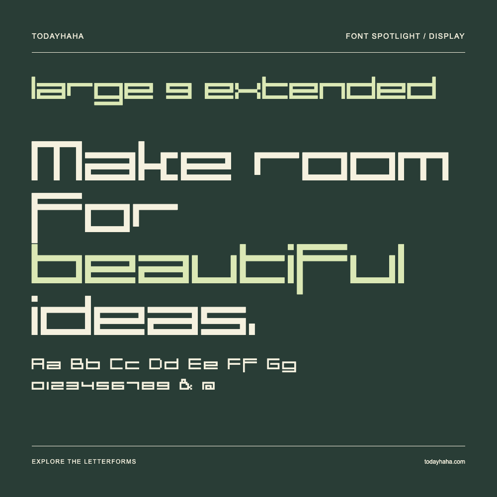 large 9 extended — Typografieposter mit Beispieltext
