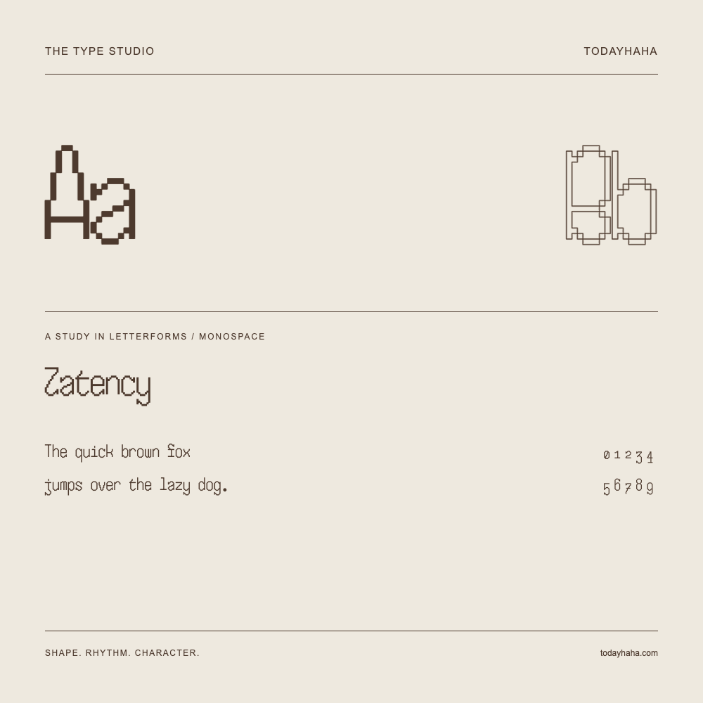 Latency — Buchstabenstudie mit Beispielsatz und Ziffern