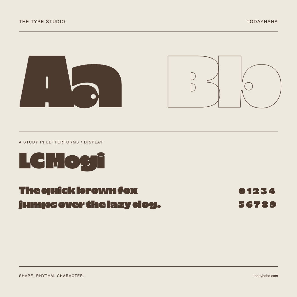 LC Mogi — Buchstabenstudie mit Beispielsatz und Ziffern