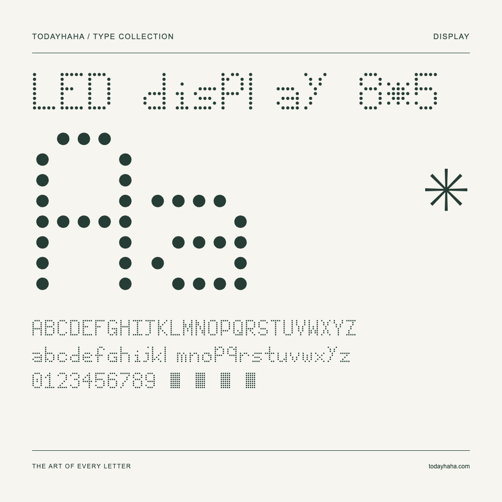 LED display 8*5 — Muestra de mayúsculas, minúsculas y números