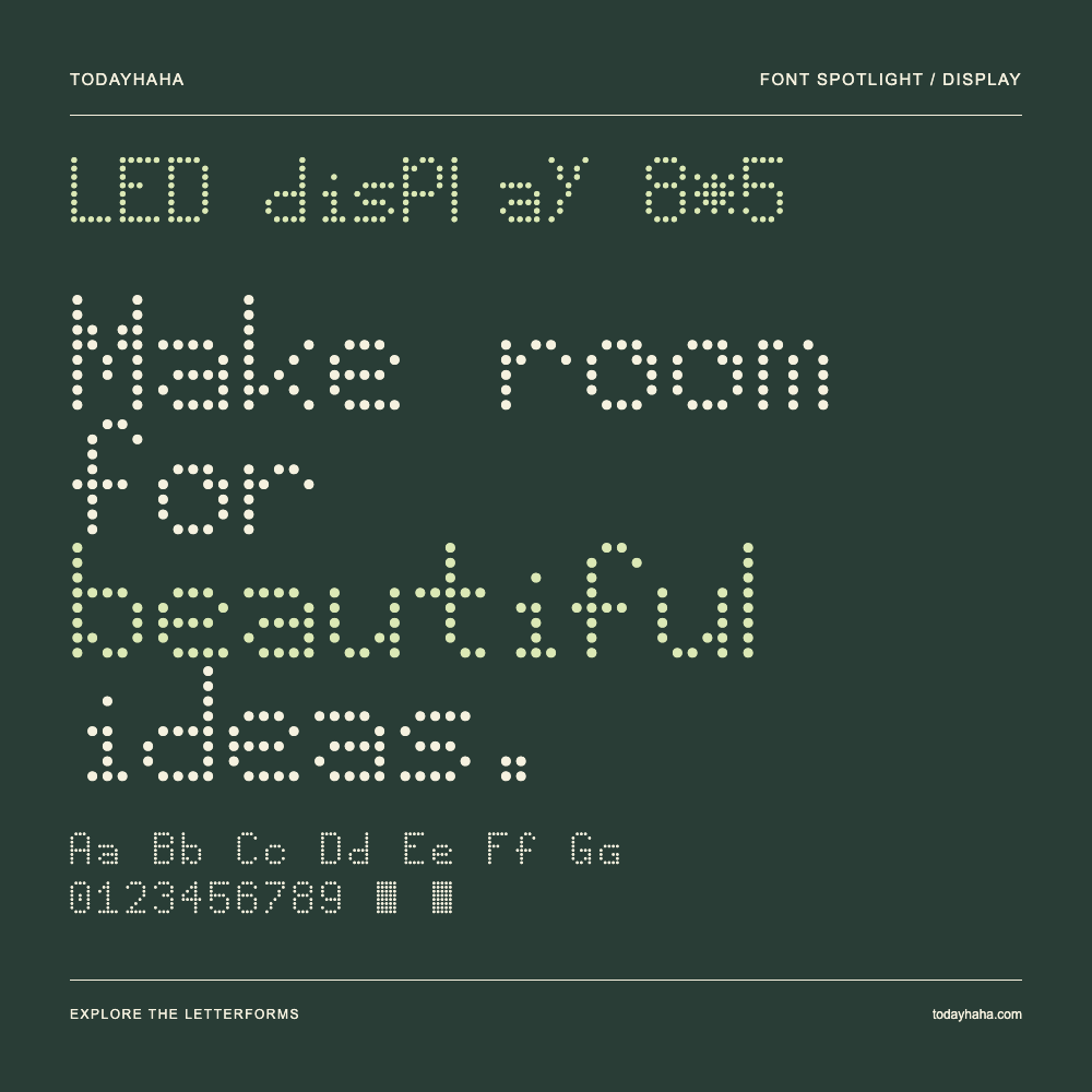 LED display 8*5 — Póster tipográfico con texto de muestra