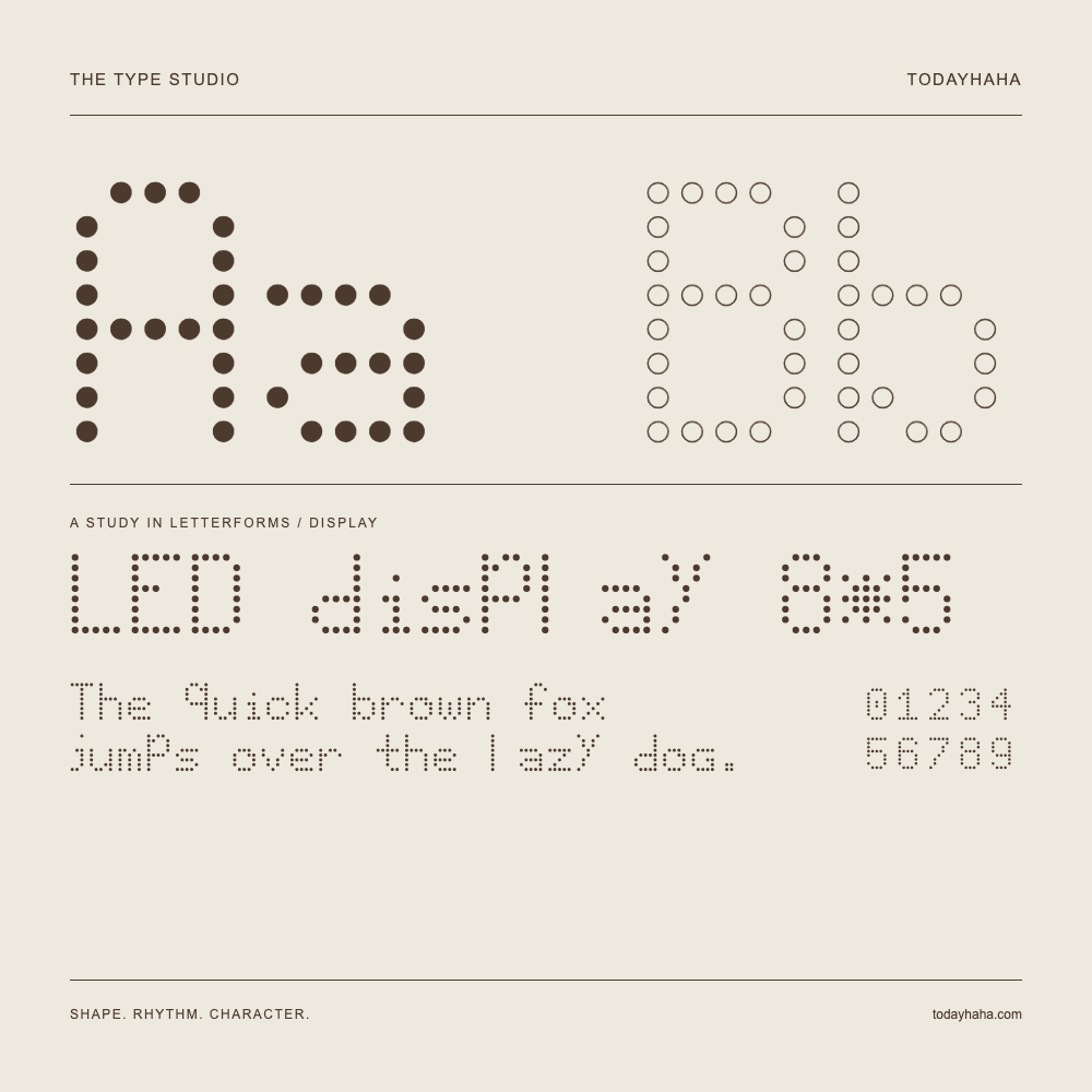 LED display 8*5 — Estudio de letras con una frase y números