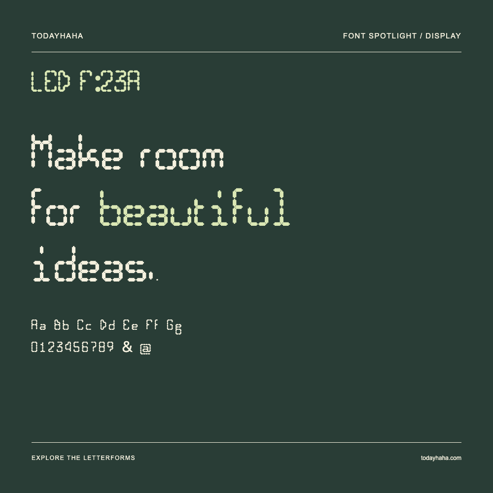 LED F:23A — Pôster tipográfico com texto de exemplo