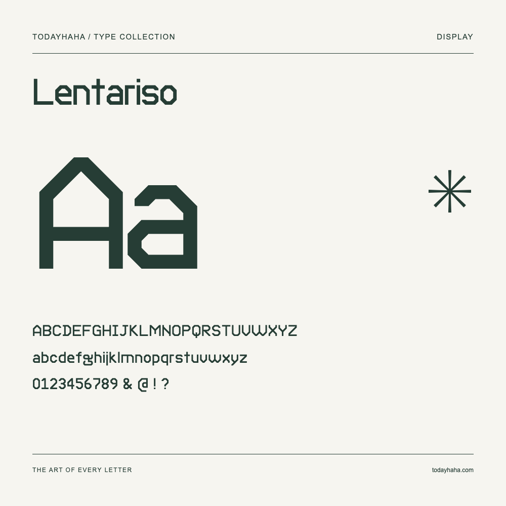 Lentariso — Muestra de mayúsculas, minúsculas y números