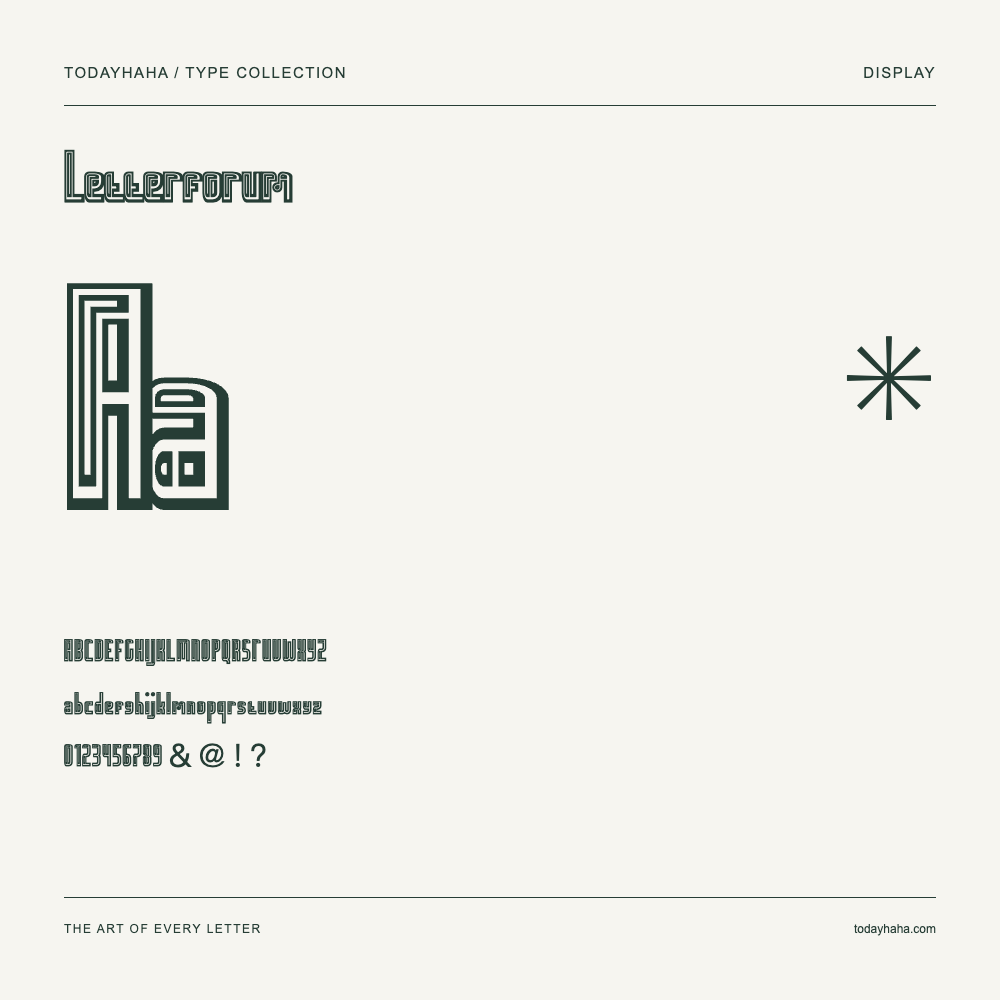 Letterforum — Muestra de mayúsculas, minúsculas y números