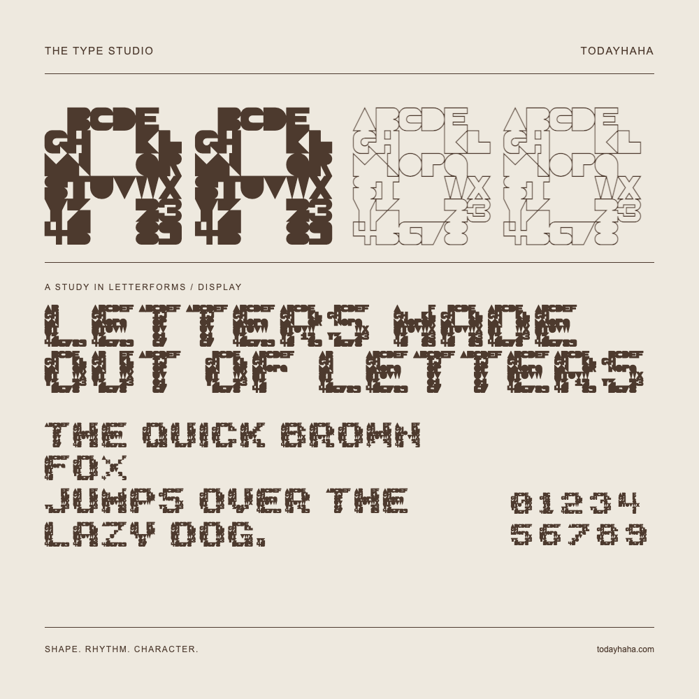 Letters made out of letters — Estudio de letras con una frase y números