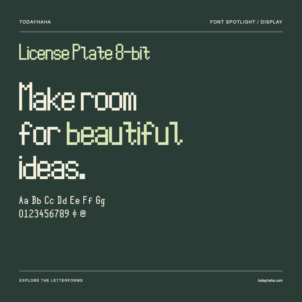 License Plate 8-bit — Typografieposter mit Beispieltext