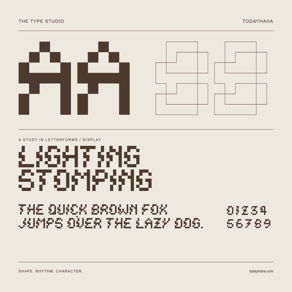 Lighting stomping — Buchstabenstudie mit Beispielsatz und Ziffern