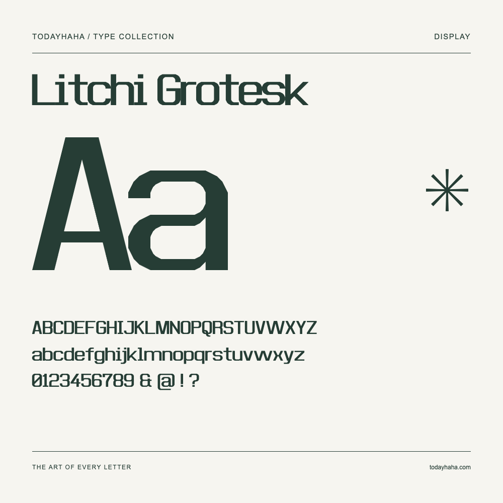 Litchi Grotesk — Spécimen avec majuscules, minuscules et chiffres