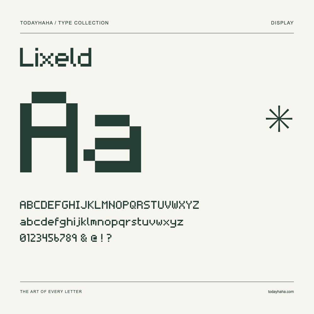 Lixeld — Muestra de mayúsculas, minúsculas y números