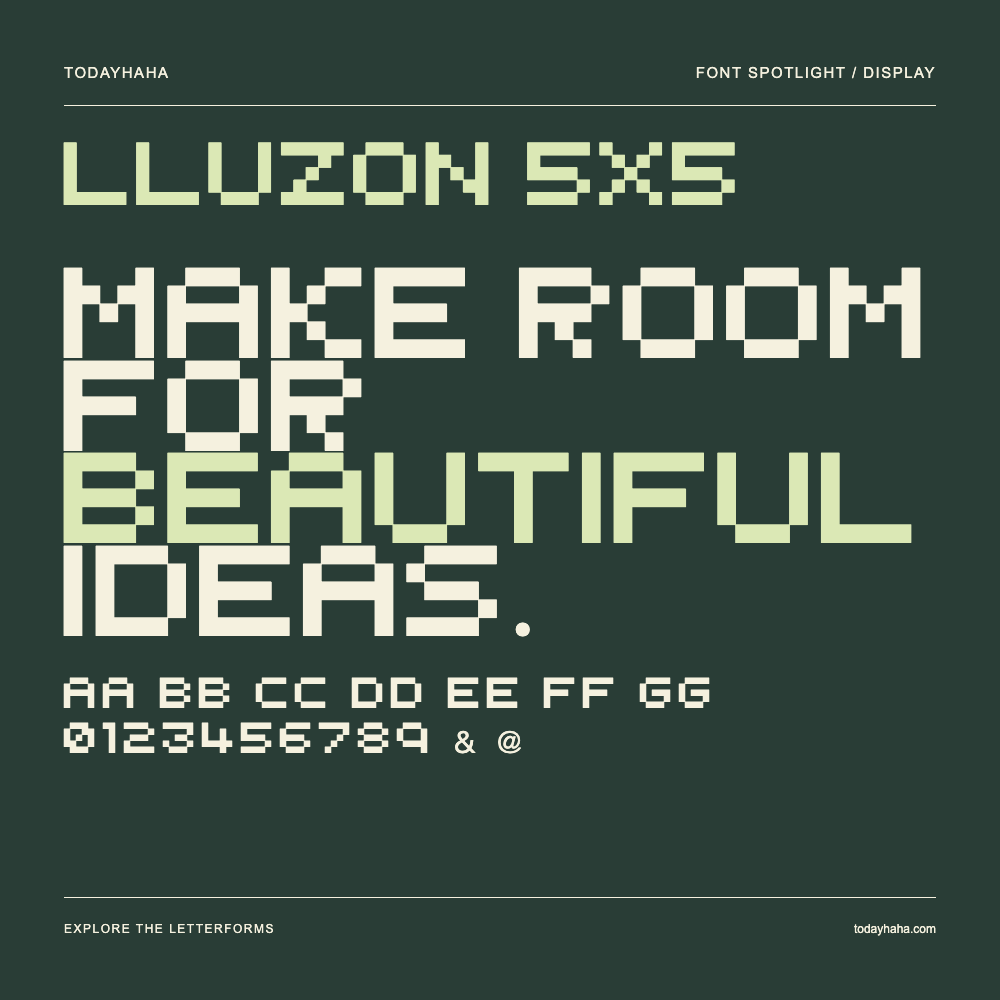 Lluzon 5x5 — Affiche typographique avec exemple de texte