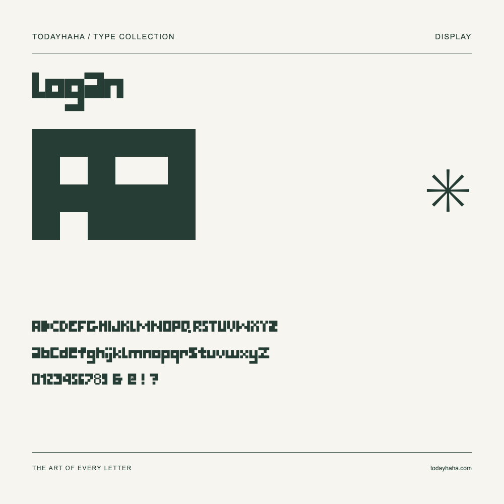 Logan — Schriftmuster mit Großbuchstaben, Kleinbuchstaben und Ziffern