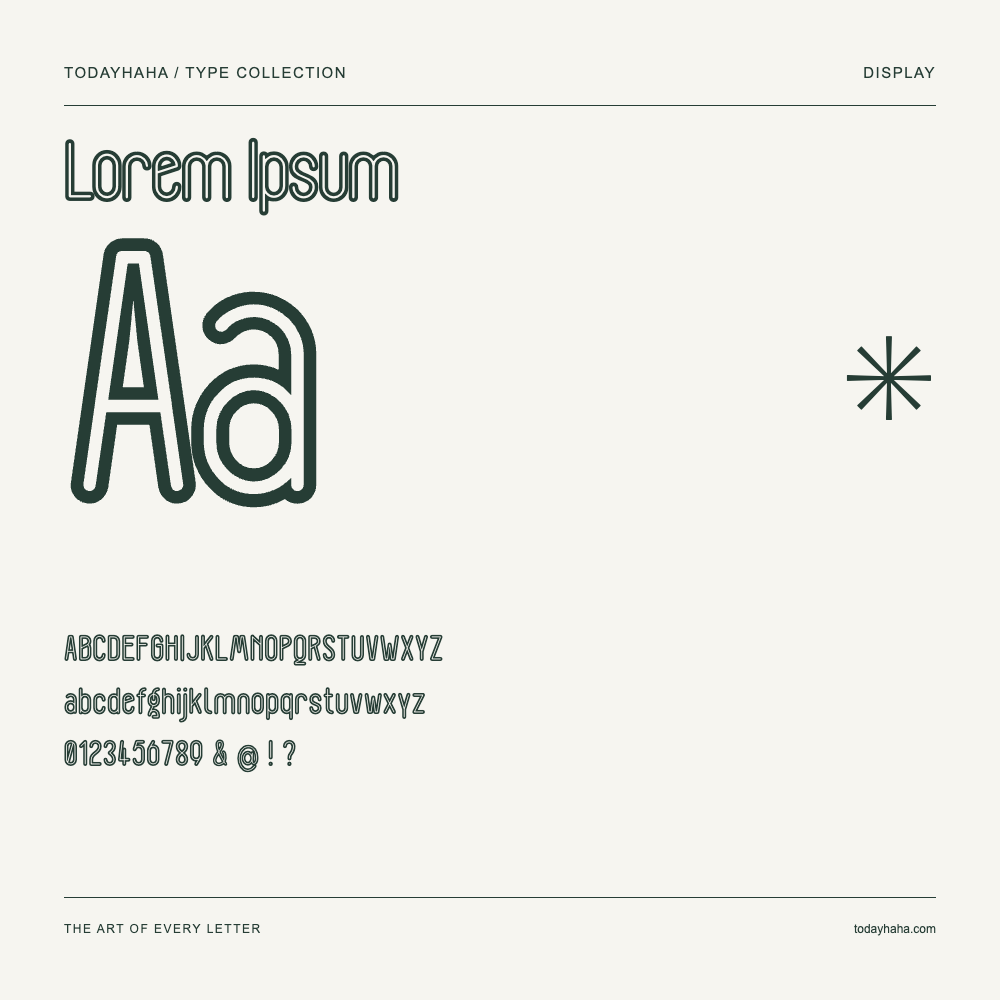 Lorem Ipsum — Font specimen with uppercase and lowercase letters and numbers