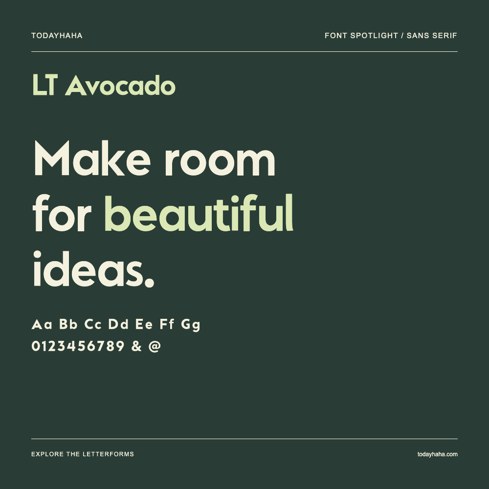 LT Avocado — Typografieposter mit Beispieltext