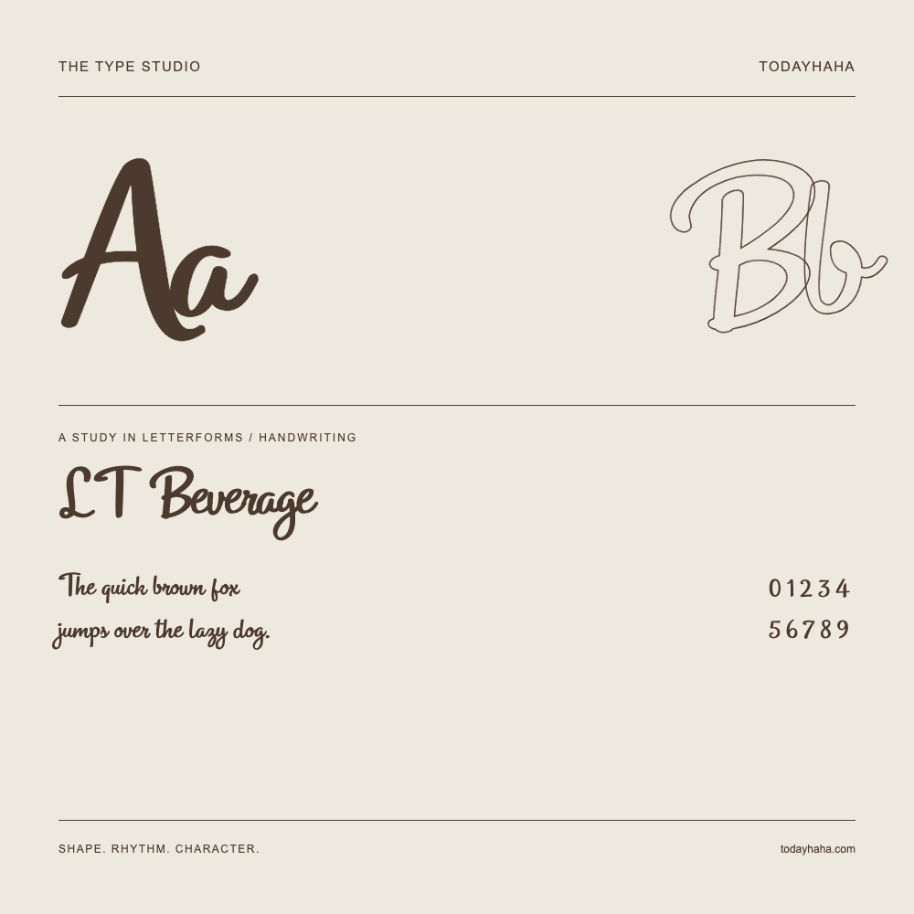 LT Beverage — Estudio de letras con una frase y números