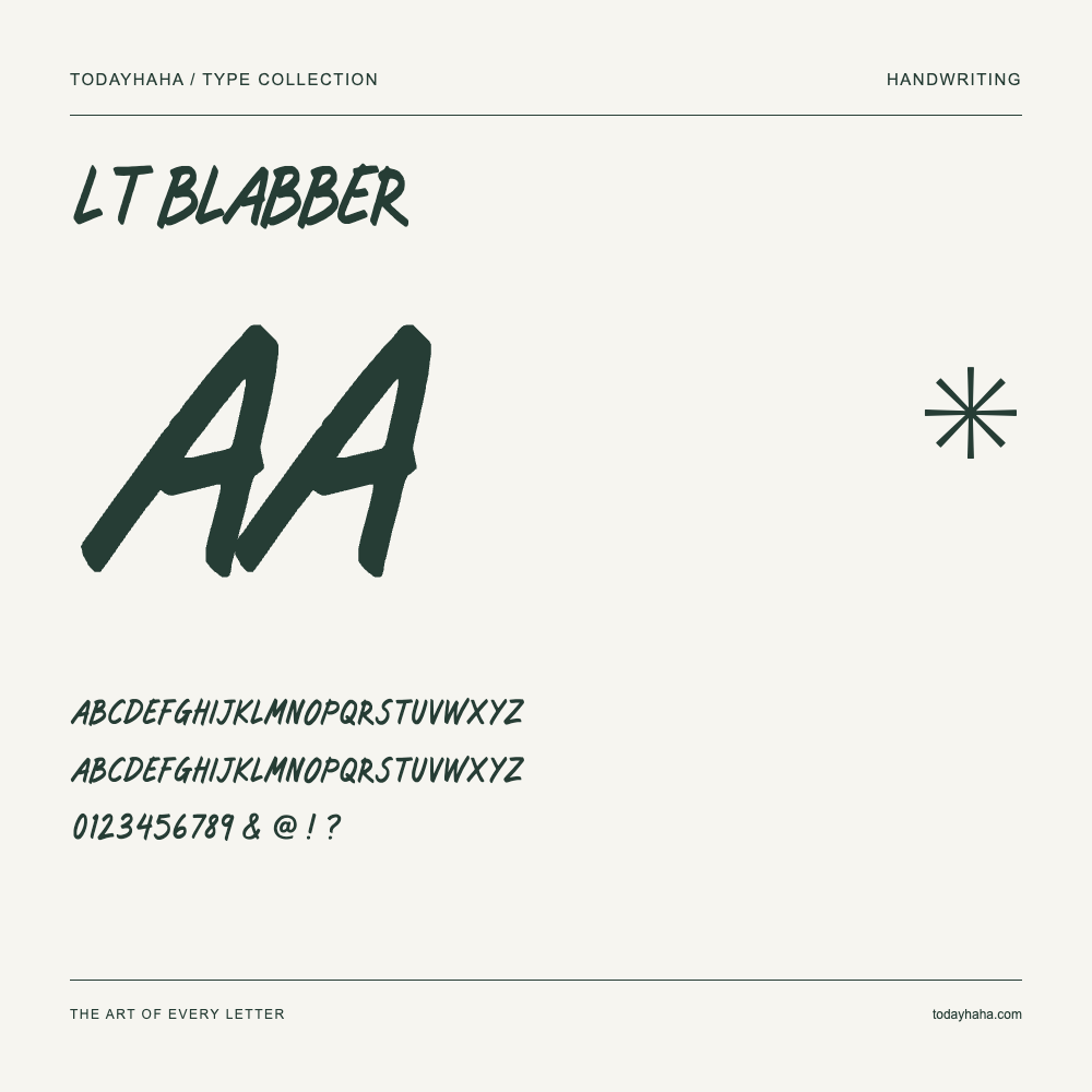 LT Blabber — Campione con lettere maiuscole, minuscole e numeri