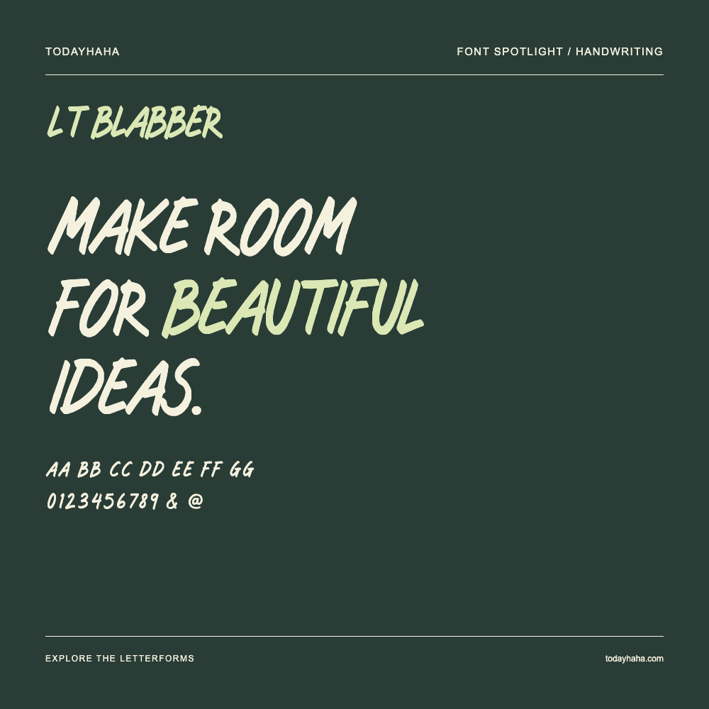 LT Blabber — Poster tipografico con testo di esempio