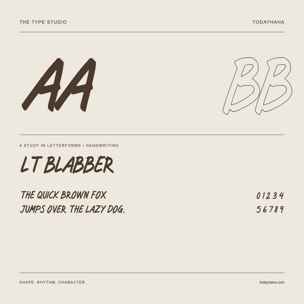 LT Blabber — Studio delle lettere con frase e numeri
