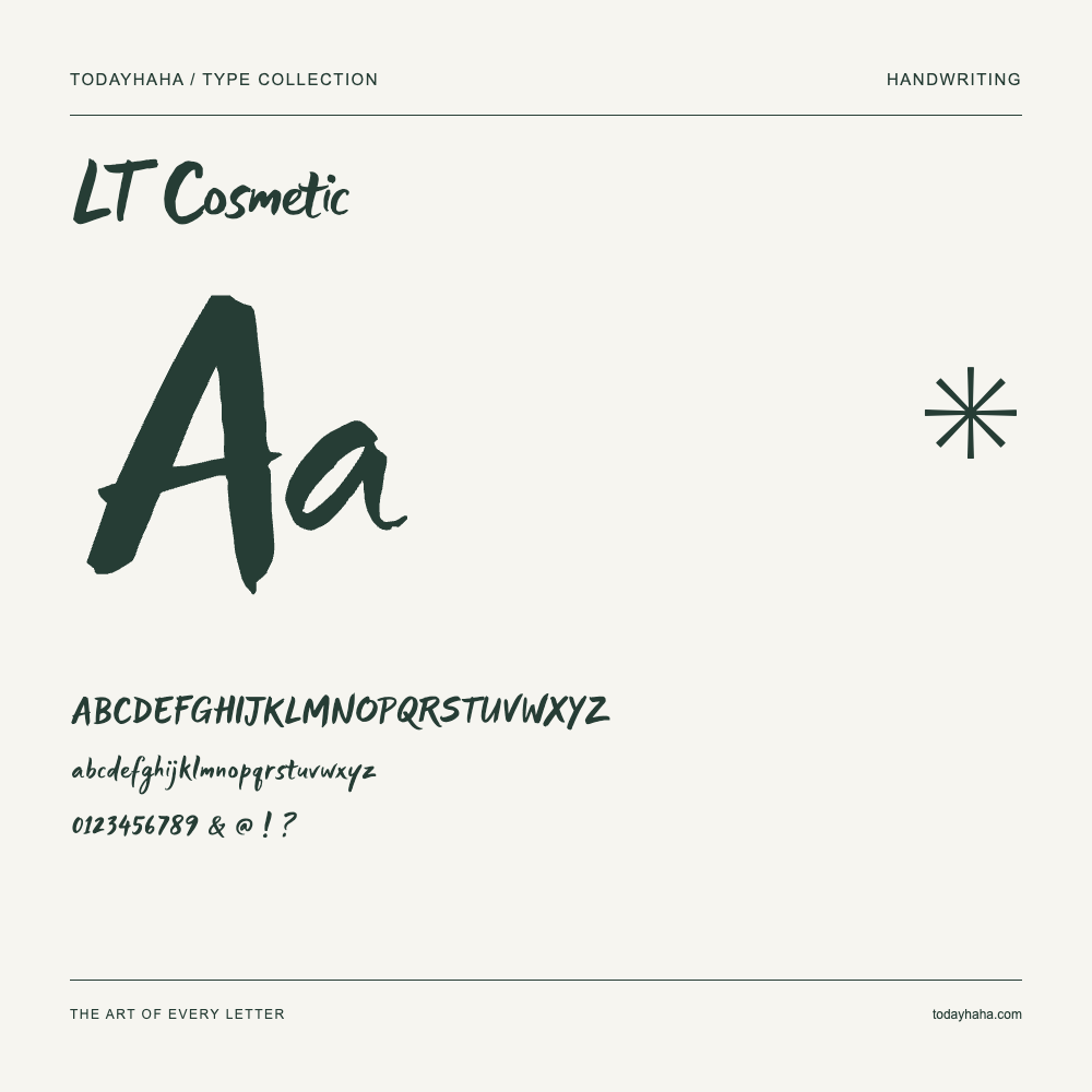LT Cosmetic — Campione con lettere maiuscole, minuscole e numeri
