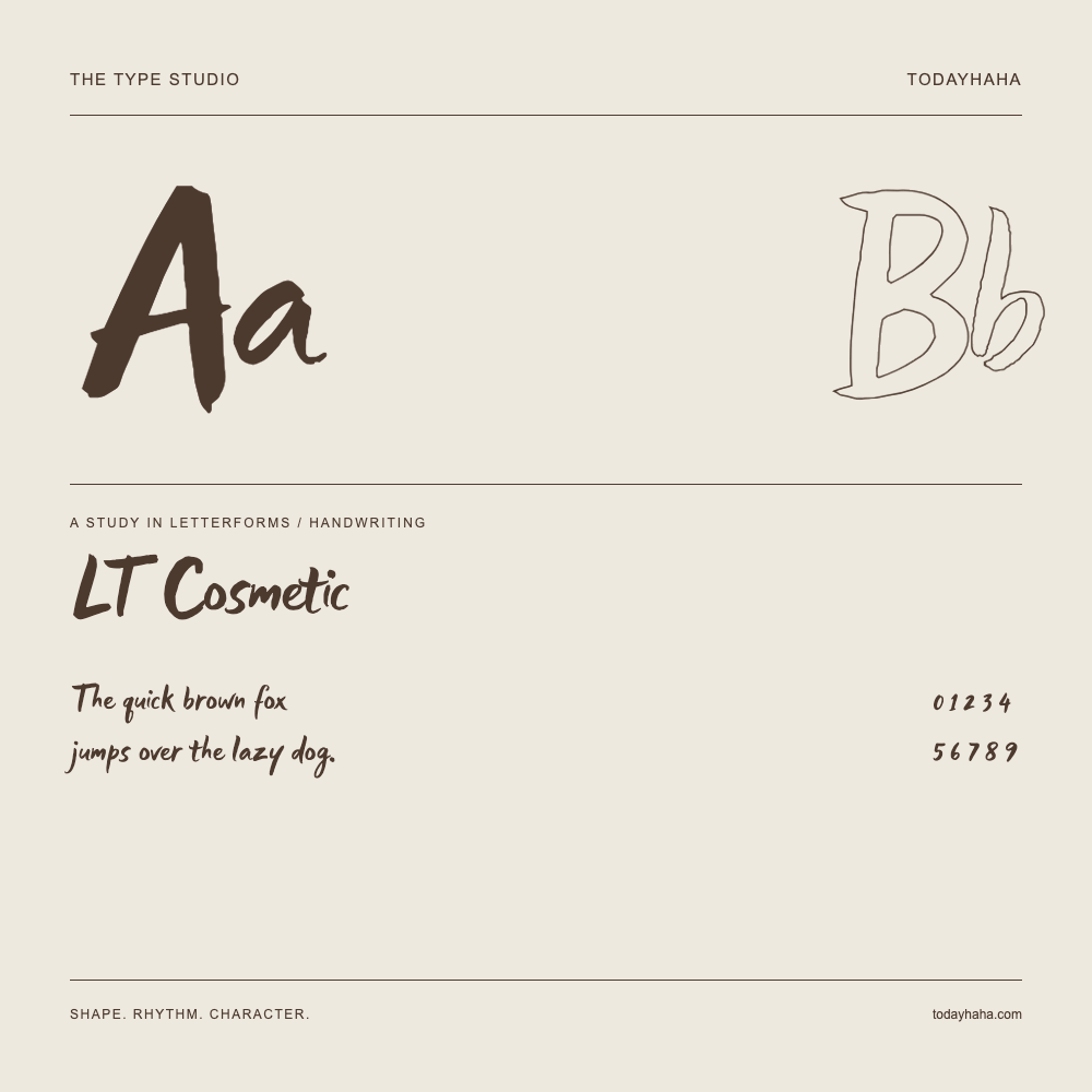 LT Cosmetic — Studio delle lettere con frase e numeri