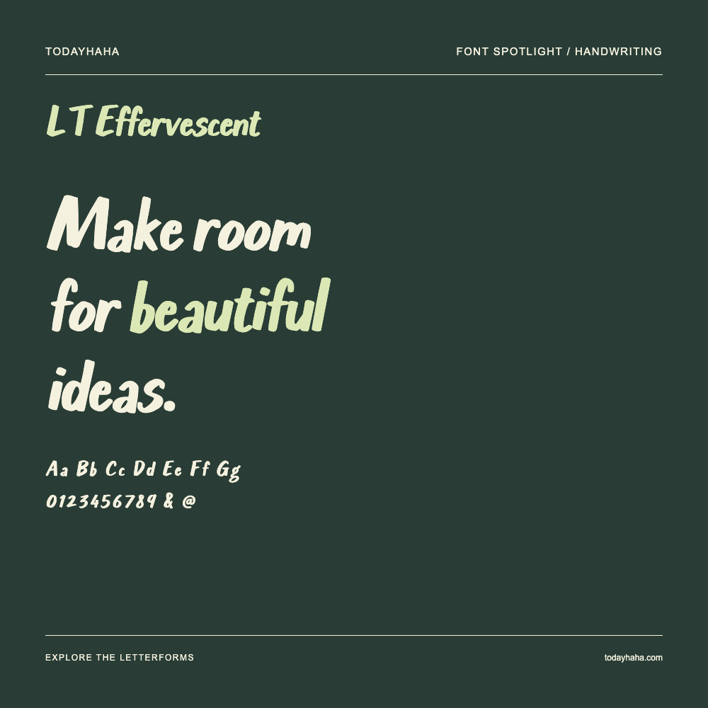 LT Effervescent — Affiche typographique avec exemple de texte