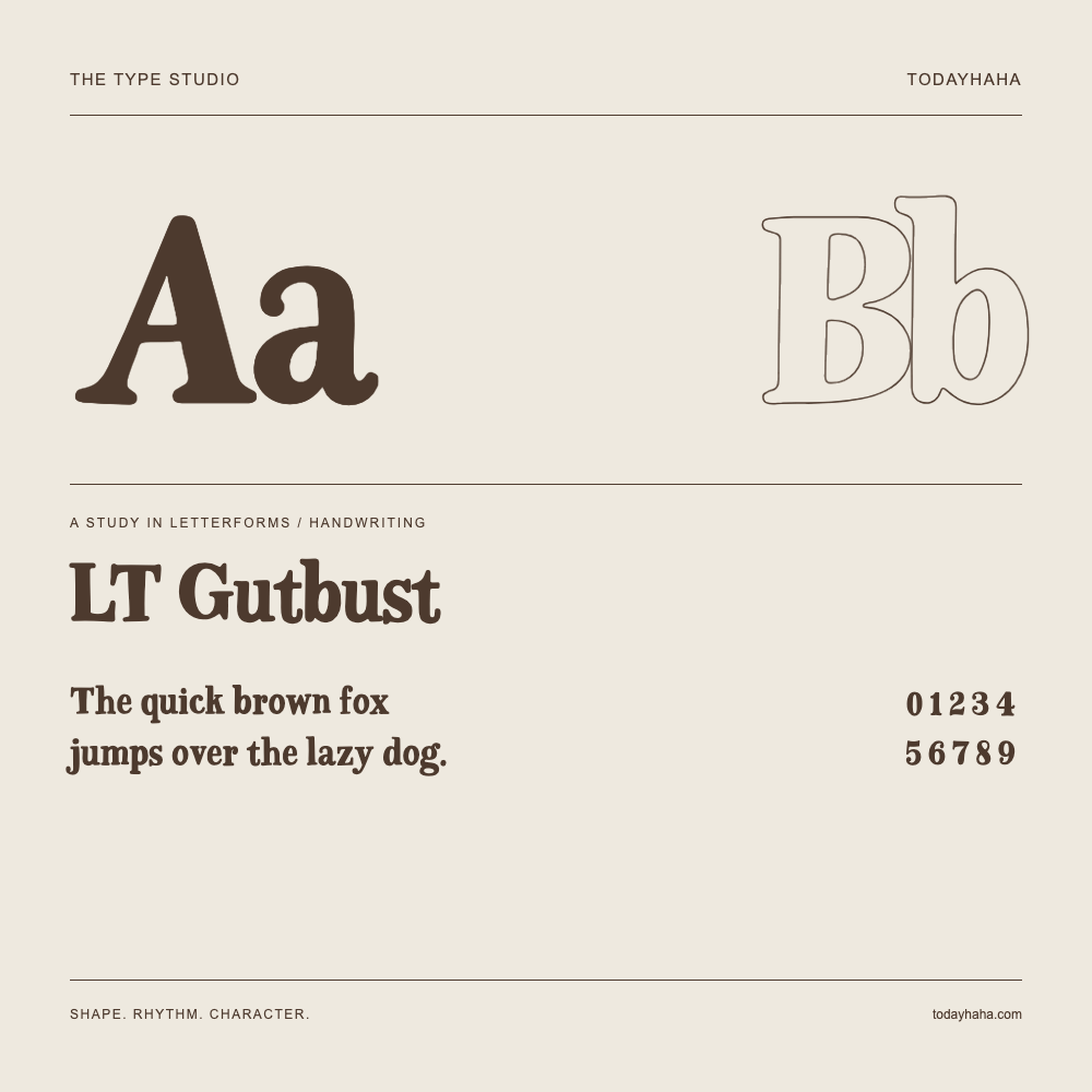 LT Gutbust — Estudio de letras con una frase y números