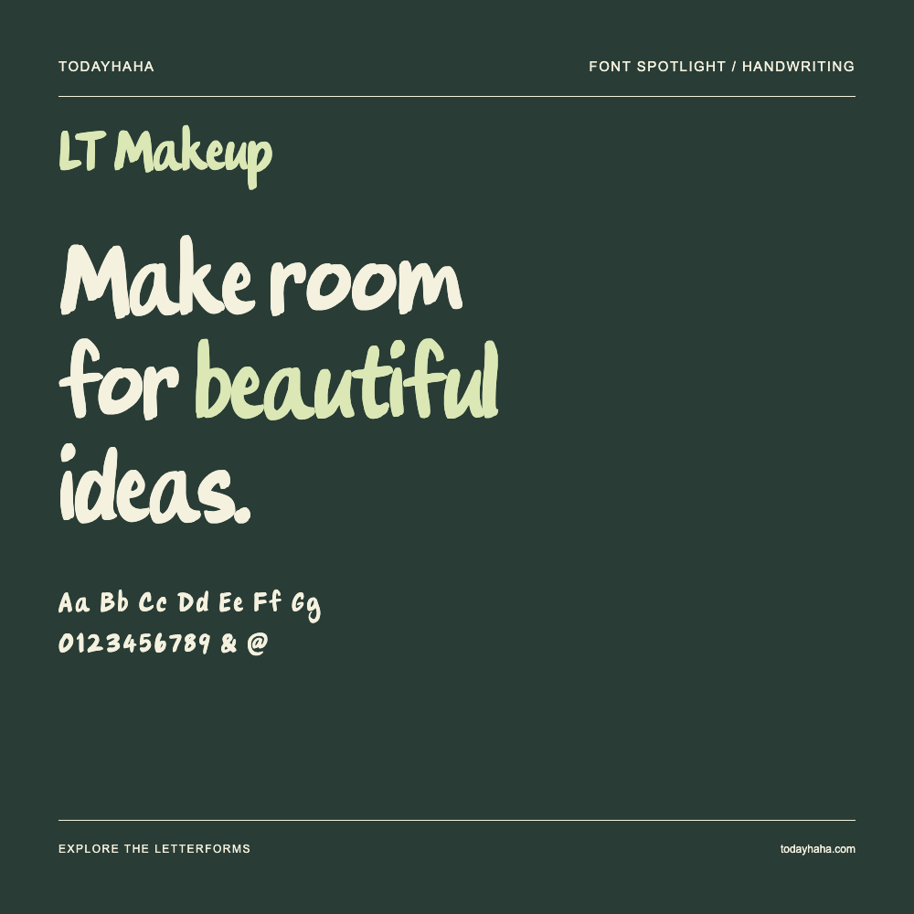 LT Makeup — Póster tipográfico con texto de muestra