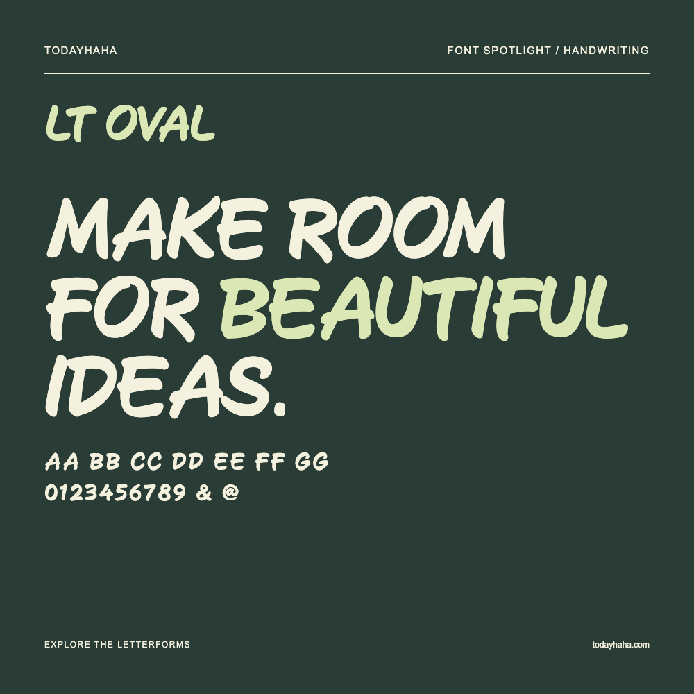 LT Oval — Póster tipográfico con texto de muestra