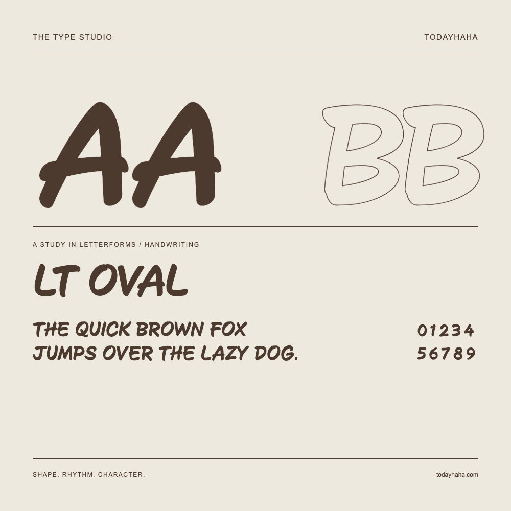 LT Oval — Estudio de letras con una frase y números