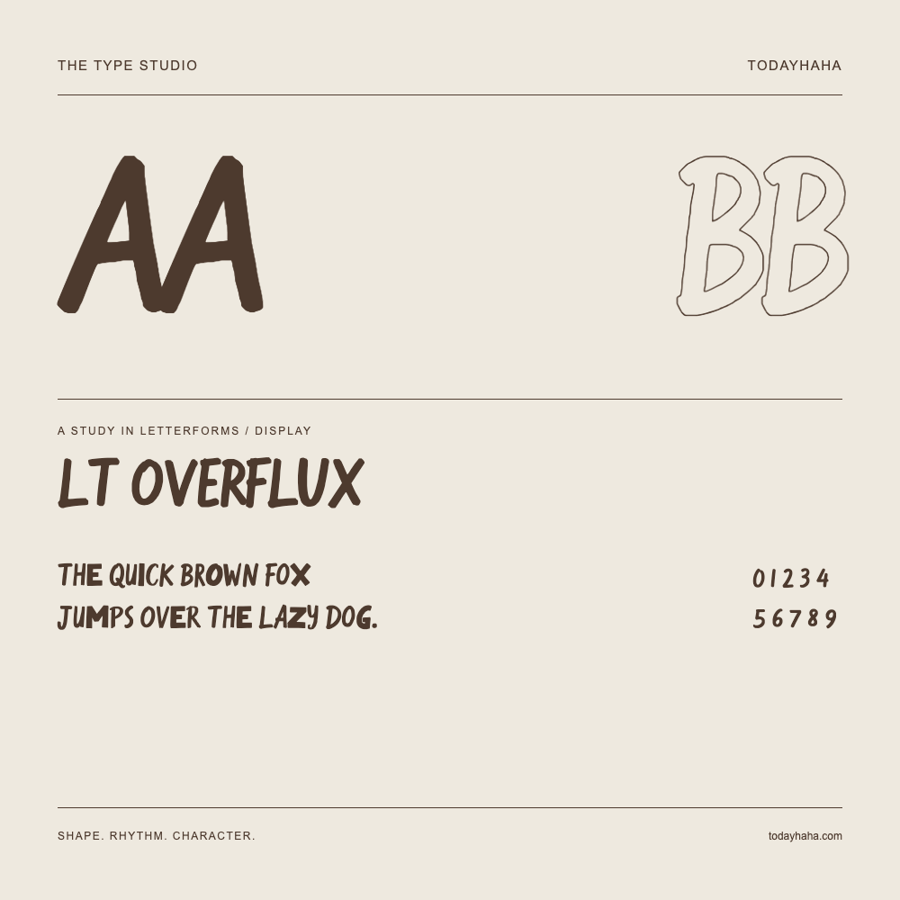 LT Overflux — Étude des lettres avec une phrase et des chiffres