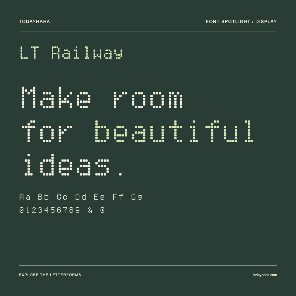 LT Railway — Póster tipográfico con texto de muestra