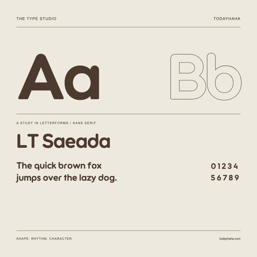 LT Saeada — 字形展示：示例句子与数字