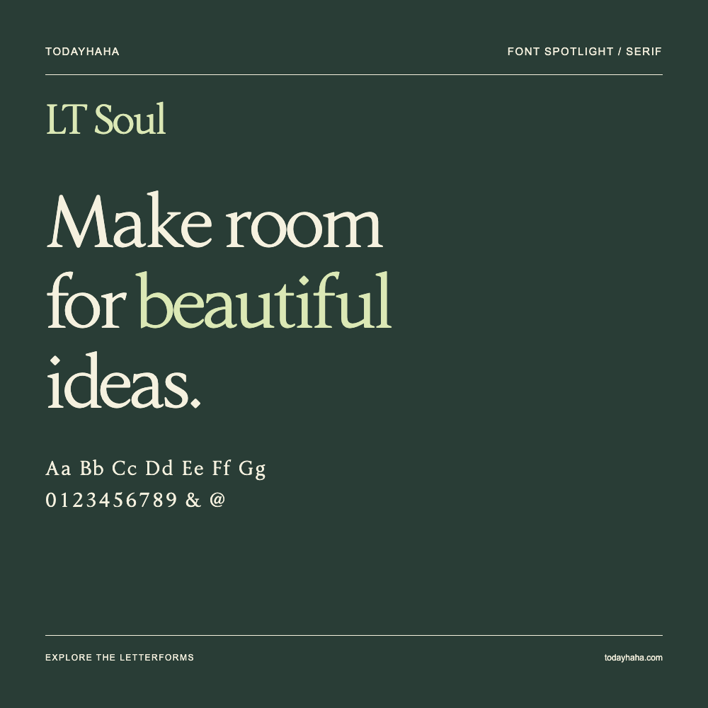 LT Soul — Poster tipografico con testo di esempio