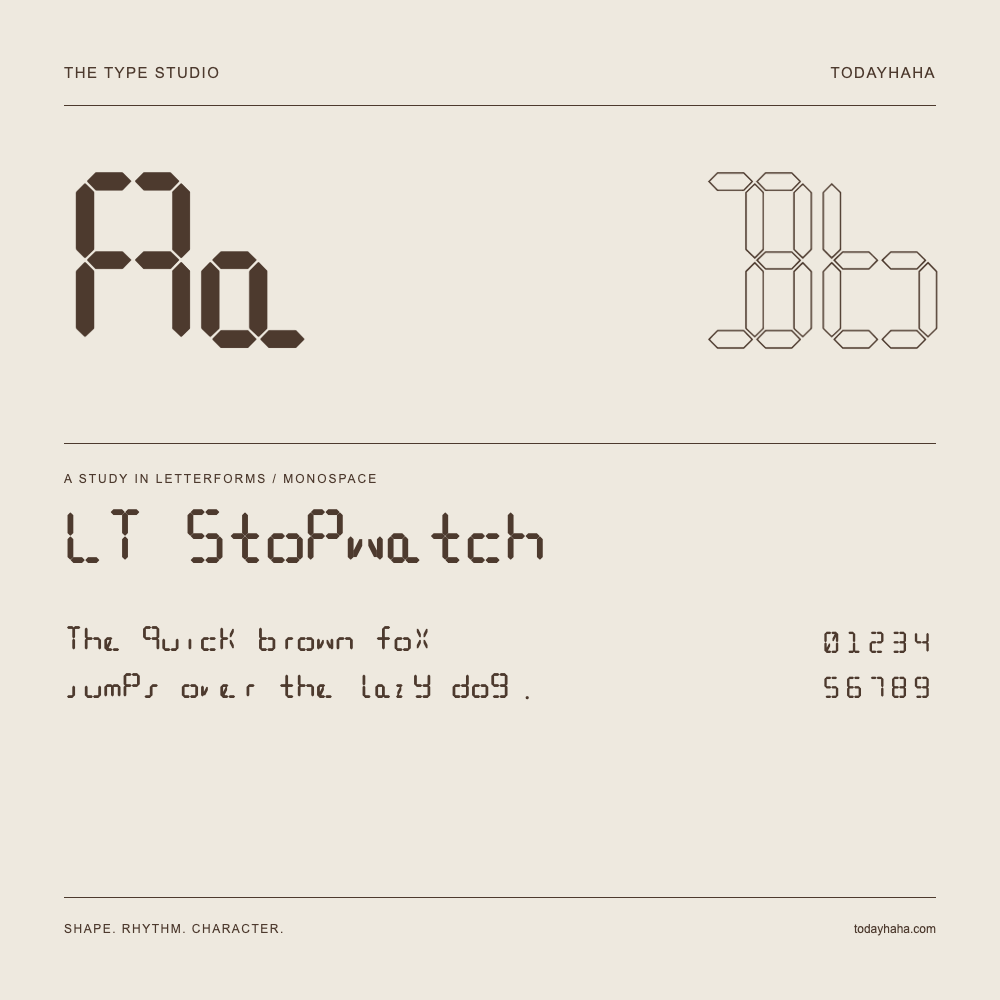 LT Stopwatch — Étude des lettres avec une phrase et des chiffres