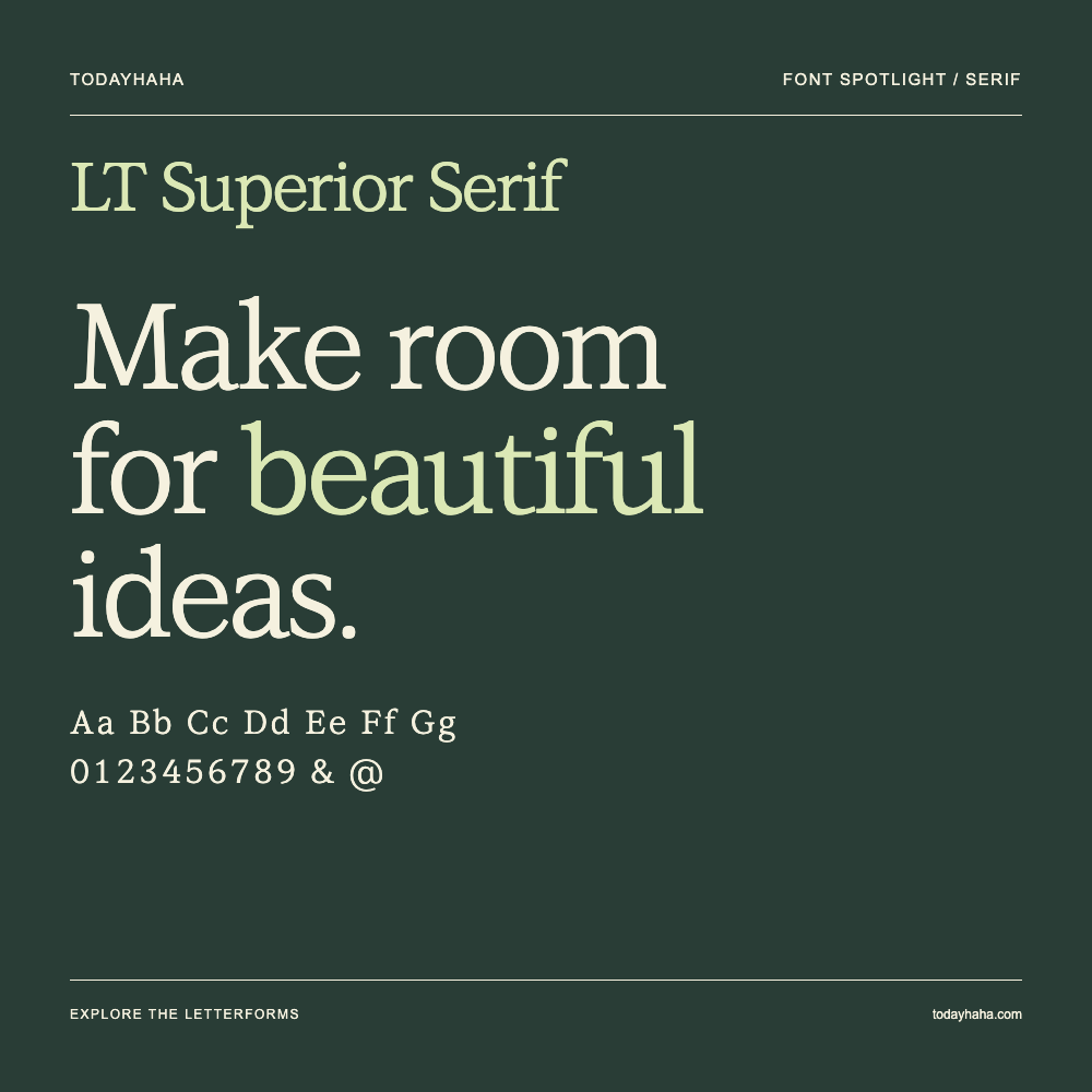 LT Superior Serif — Typografieposter mit Beispieltext