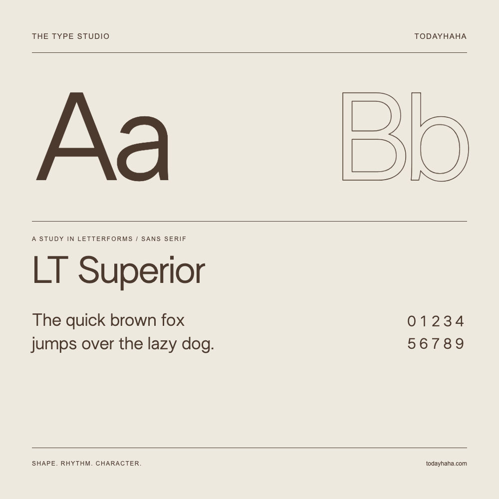 LT Superior — 字形展示：示例句子与数字