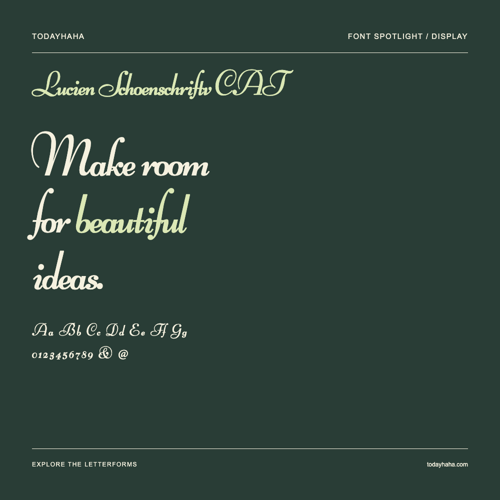 Lucien Schoenschriftv CAT — Typografieposter mit Beispieltext