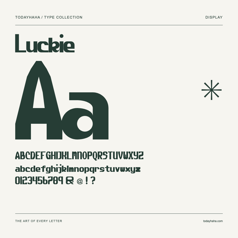 Luckie — Schriftmuster mit Großbuchstaben, Kleinbuchstaben und Ziffern
