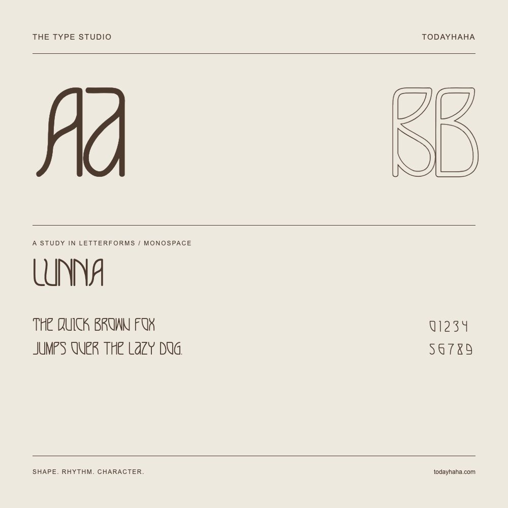 LUNNA — Buchstabenstudie mit Beispielsatz und Ziffern