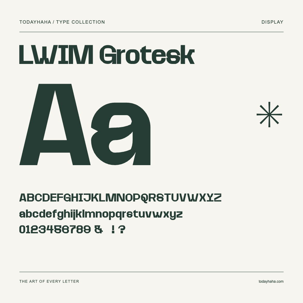 LWIM Grotesk — Campione con lettere maiuscole, minuscole e numeri