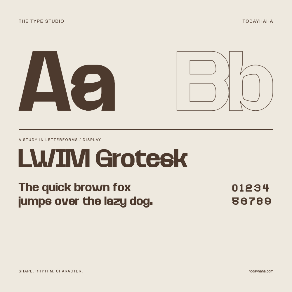 LWIM Grotesk — Studio delle lettere con frase e numeri
