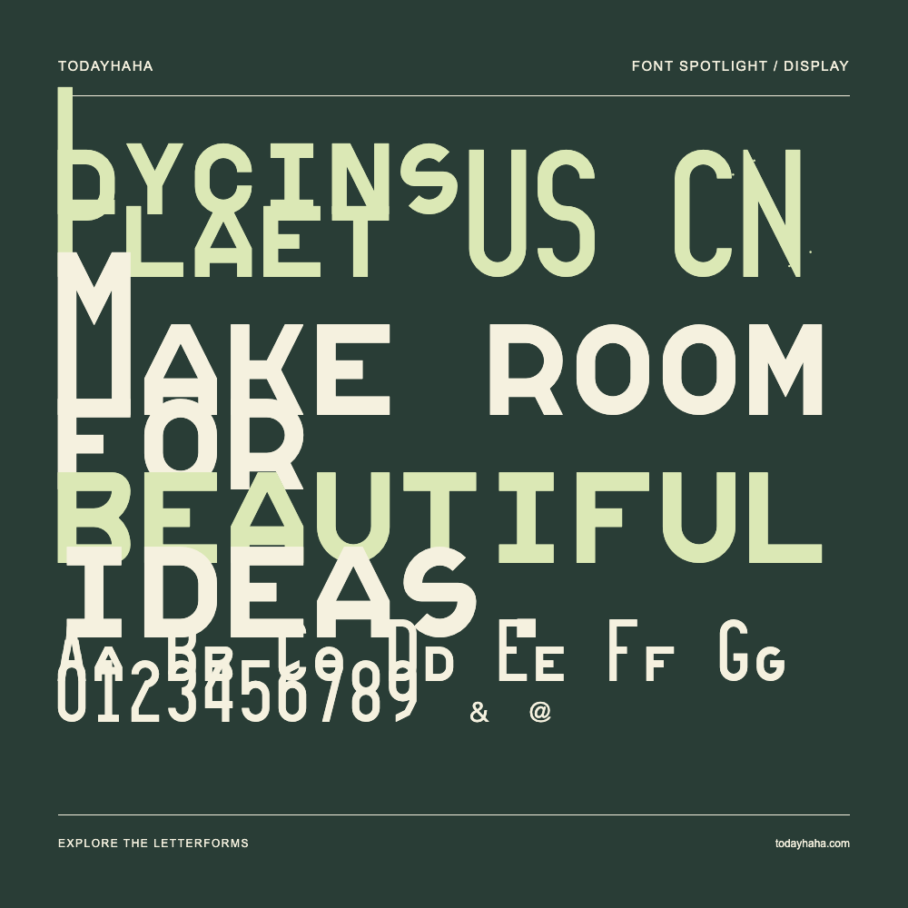 Lycins Plaet US CN — Poster tipografico con testo di esempio