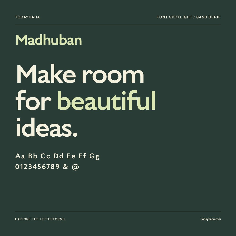Madhuban — Póster tipográfico con texto de muestra