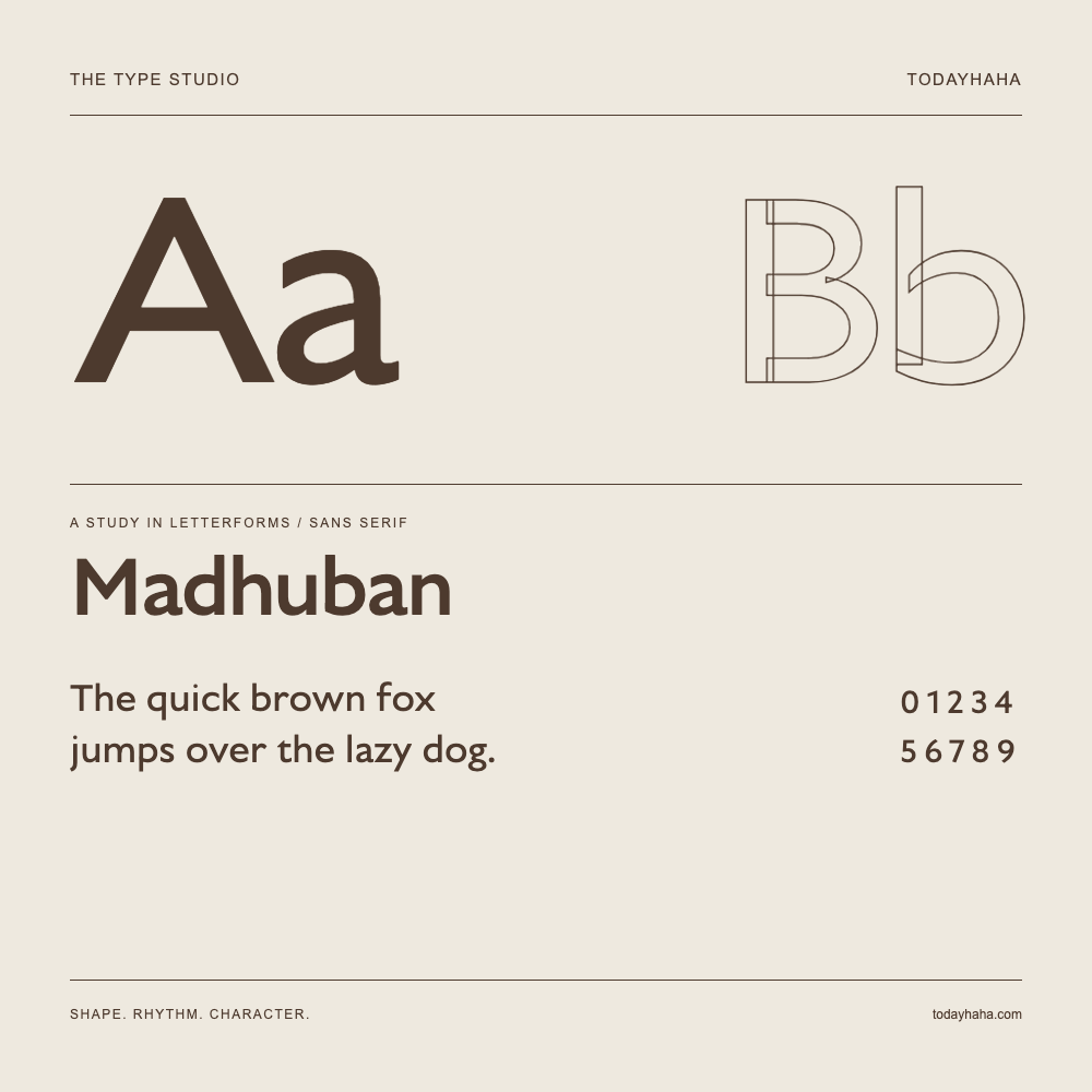 Madhuban — Estudio de letras con una frase y números