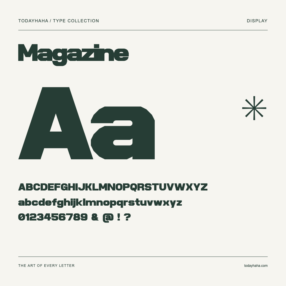 Magazine — Campione con lettere maiuscole, minuscole e numeri