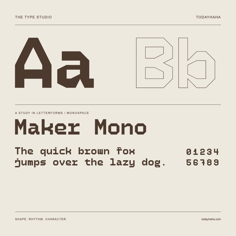 Maker Mono — 字形展示：示例句子与数字