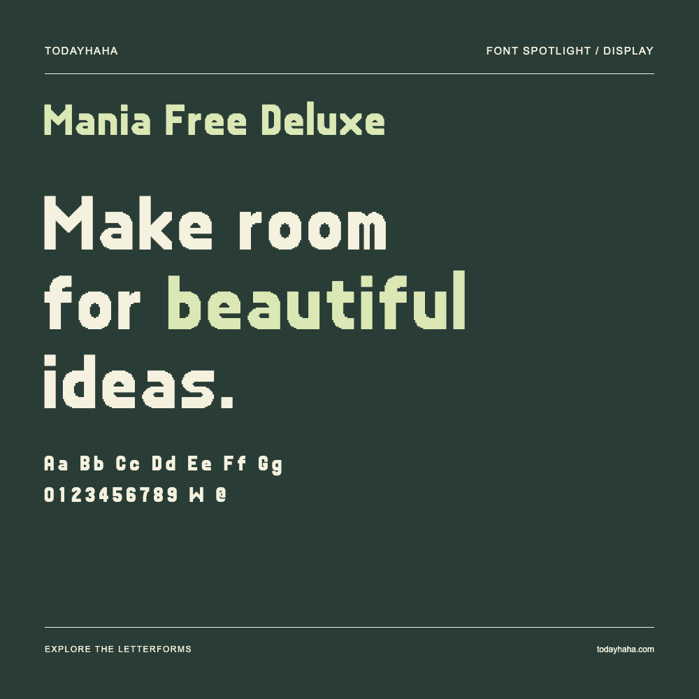 Mania Free Deluxe — Typography poster with sample text